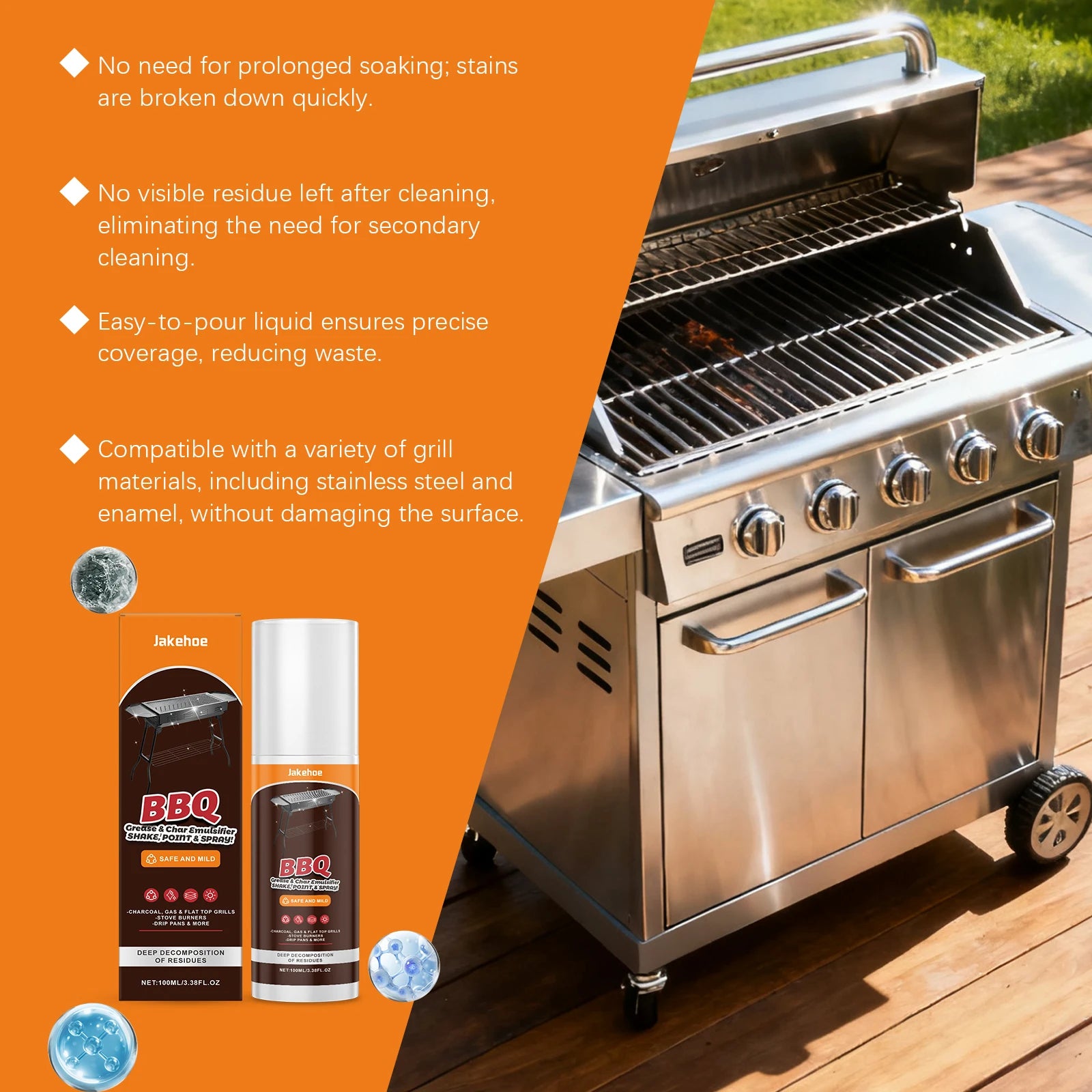Grill Cleaner Spray for BBQ Oven Stove Grease Remover
