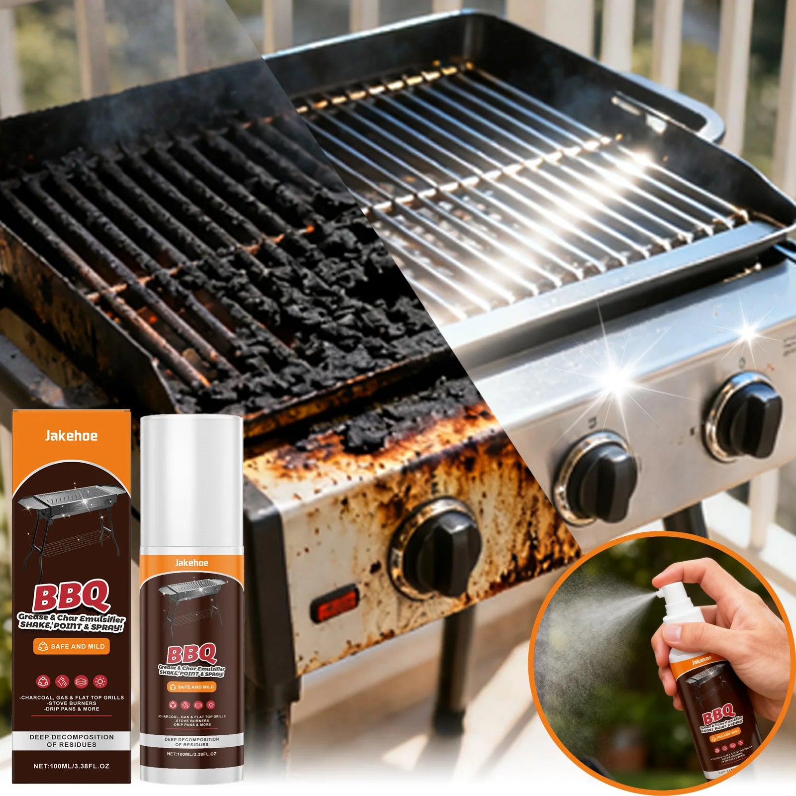 Grill Cleaner Spray for BBQ Oven Stove Grease Remover