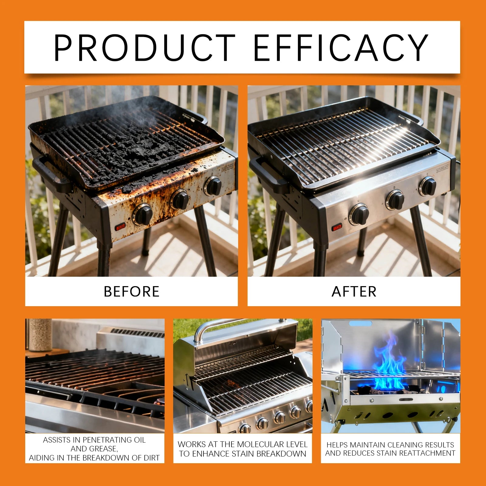 Grill Cleaner Spray for BBQ Oven Stove Grease Remover